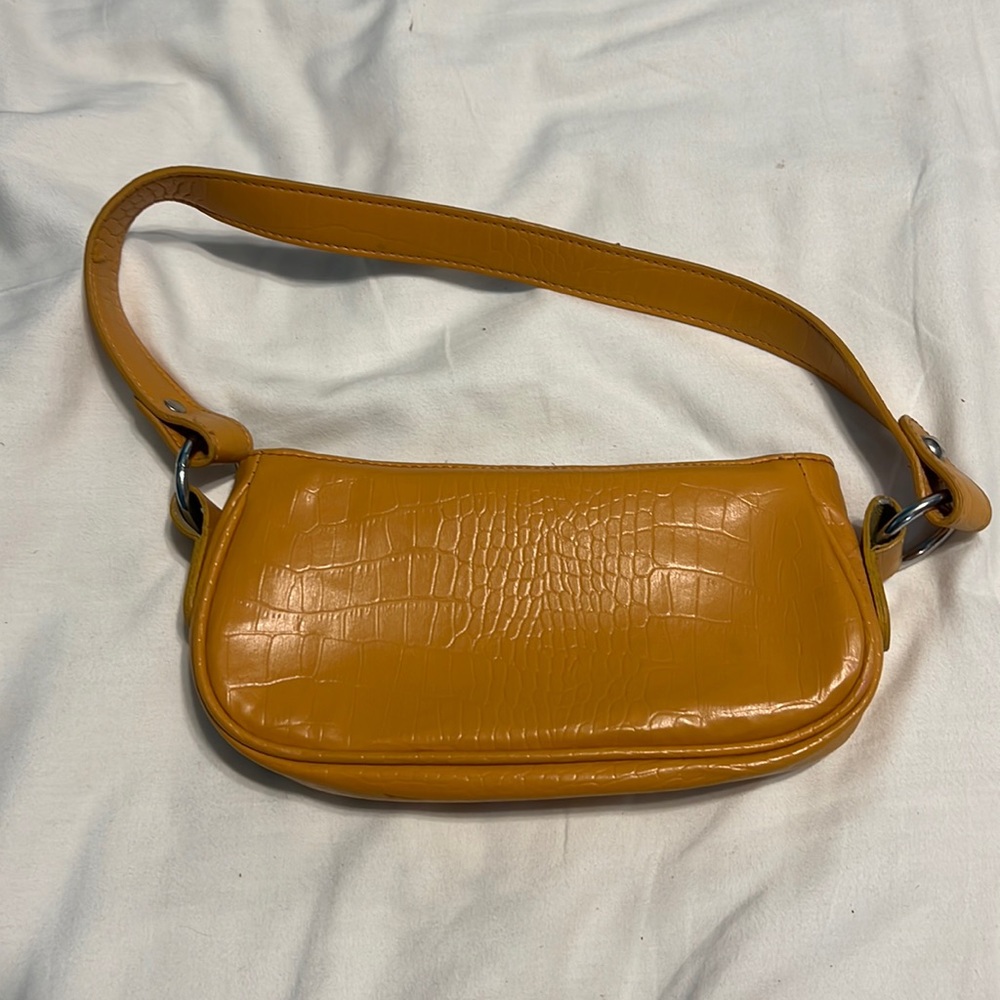 ASOS small mustard croc skin style shoulder bag